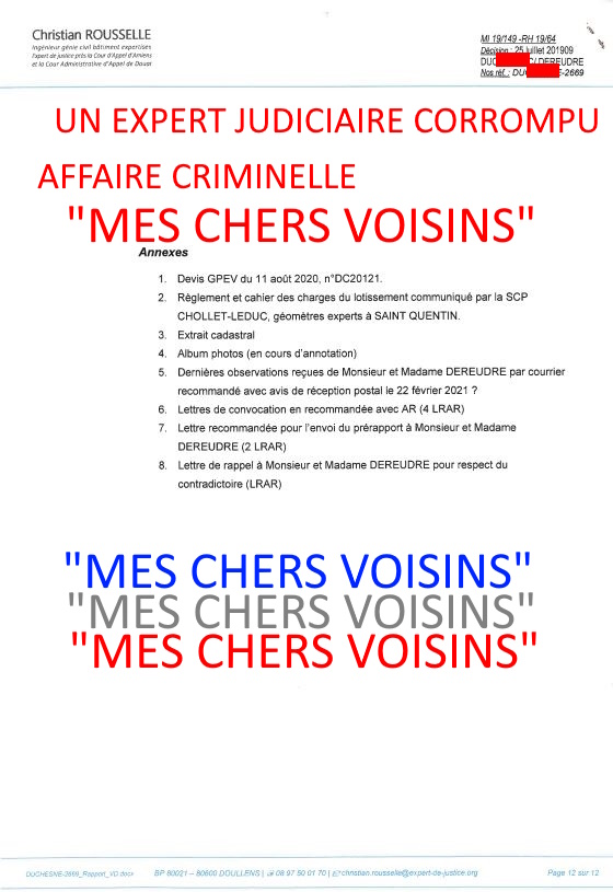 Pièce N°4b) Page 14sur16 AFFAIRE CRIMINELLE «MES CHERS VOISINS» RAPPORT DÉFINITIF, Violences, Extorsion de Fonds, Tentative Extorsion de Fonds, Maître Marc ANTONINI à l'œuvre et ce avec la bénédiction de nos Institutions www.jesuispatrick.fr
