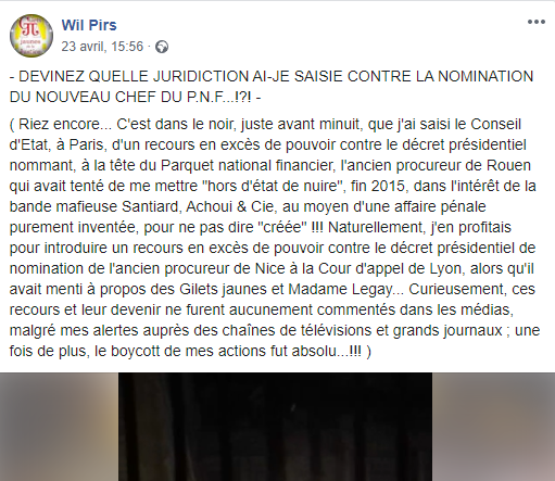 Facebook WIL PIRS Maître Wildfried PARIS AVOCAT DISSISENT Menacé de mort en FRANCE www.jesuispatrick.fr ALERTE ROUGE www.alerterouge-france.fr