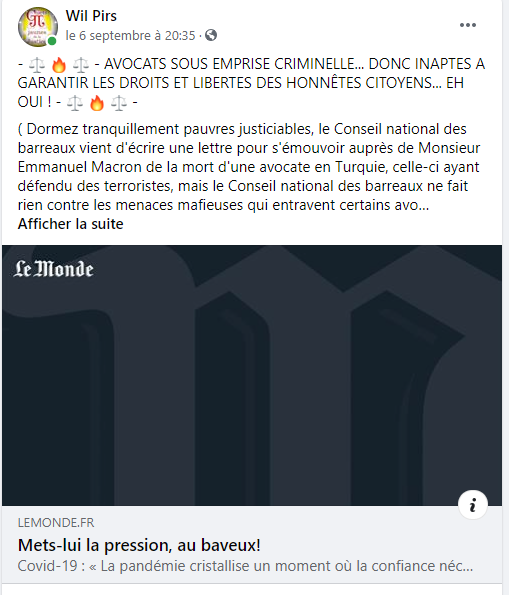 Facebook WIL PIRS Maître Wildfried PARIS AVOCAT DISSISENT Menacé de mort en FRANCE www.jesuispatrick.fr ALERTE ROUGE www.alerterouge-france.fr