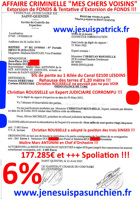 Pièce N°6c) Page 084sur134 AFFAIRE CRIMINELLE «MES CHERS VOISINS» SIGNIFICATION DE JUGEMENT, Violences, Extorsion de Fonds, Tentative Extorsion de Fonds, Maître Marc ANTONINI à l'œuvre et ce avec la bénédiction de nos Institutions www.jesuispatrick.fr