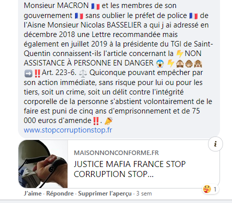 Facebook WIL PIRS Maître Wildfried PARIS AVOCAT DISSISENT Menacé de mort en FRANCE www.jesuispatrick.fr ALERTE ROUGE www.alerterouge-france.fr