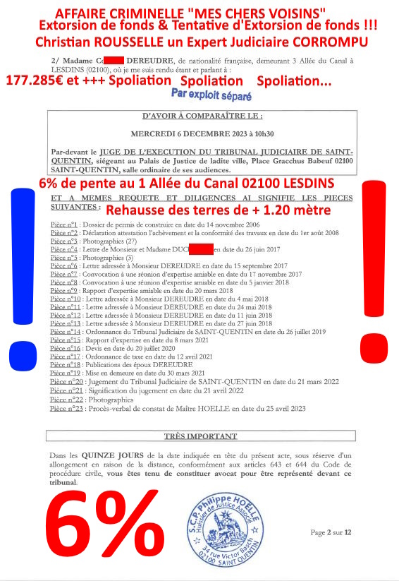 Pièce N°6c) Page 001sur134 AFFAIRE CRIMINELLE «MES CHERS VOISINS» SIGNIFICATION DE JUGEMENT, Violences, Extorsion de Fonds, Tentative Extorsion de Fonds, Maître Marc ANTONINI à l'œuvre et ce avec la bénédiction de nos Institutions www.jesuispatrick.fr