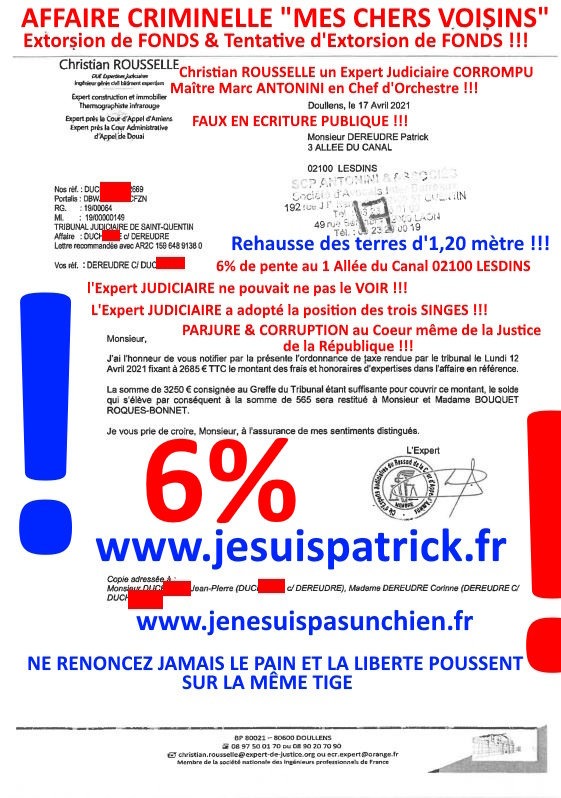 Pièce N°6c) Page 083sur134 AFFAIRE CRIMINELLE «MES CHERS VOISINS» SIGNIFICATION DE JUGEMENT, Violences, Extorsion de Fonds, Tentative Extorsion de Fonds, Maître Marc ANTONINI à l'œuvre et ce avec la bénédiction de nos Institutions www.jesuispatrick.fr