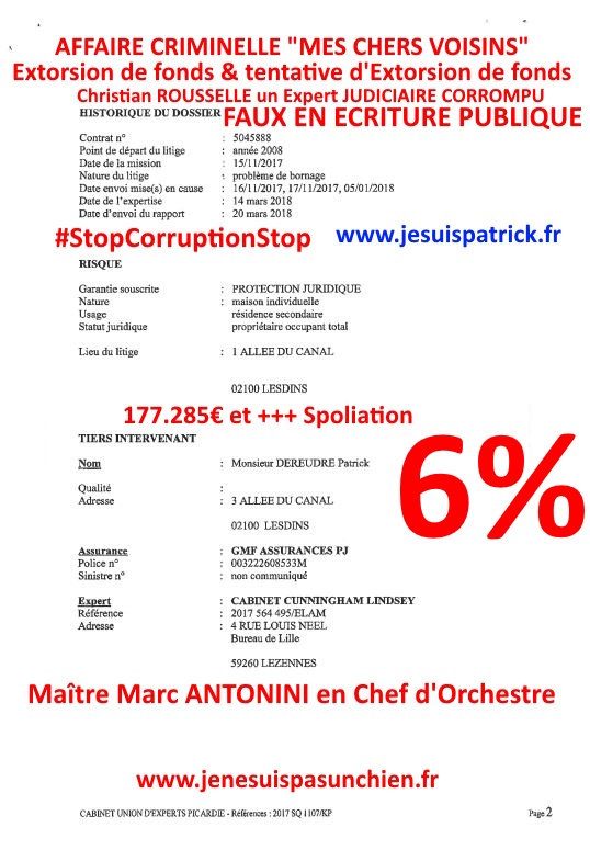 Pièce N°6c) Page 050sur134 AFFAIRE CRIMINELLE «MES CHERS VOISINS» SIGNIFICATION DE JUGEMENT, Violences, Extorsion de Fonds, Tentative Extorsion de Fonds, Maître Marc ANTONINI à l'œuvre et ce avec la bénédiction de nos Institutions www.jesuispatrick.fr