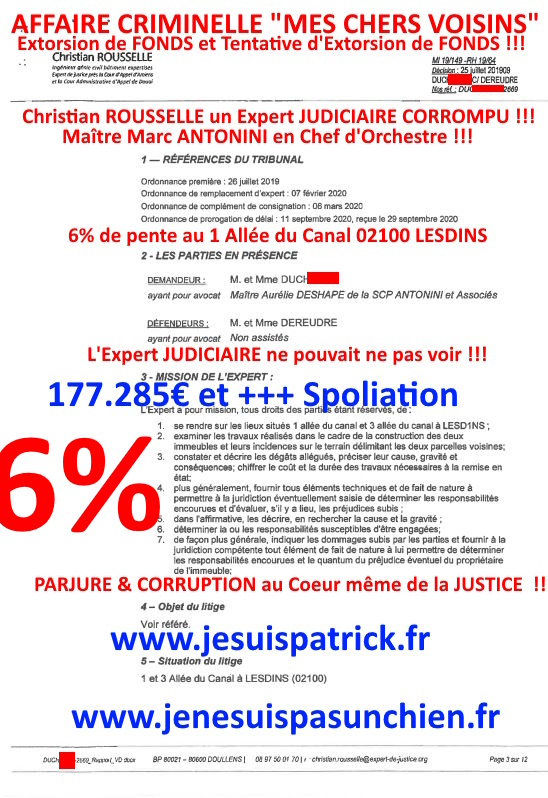 Pièce N°6c) Page 071sur134 AFFAIRE CRIMINELLE «MES CHERS VOISINS» SIGNIFICATION DE JUGEMENT, Violences, Extorsion de Fonds, Tentative Extorsion de Fonds, Maître Marc ANTONINI à l'œuvre et ce avec la bénédiction de nos Institutions www.jesuispatrick.fr
