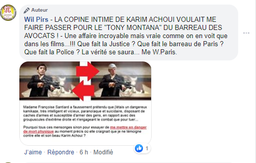 Facebook WIL PIRS Maître Wildfried PARIS AVOCAT DISSISENT Menacé de mort en FRANCE www.jesuispatrick.fr ALERTE ROUGE www.alerterouge-france.fr