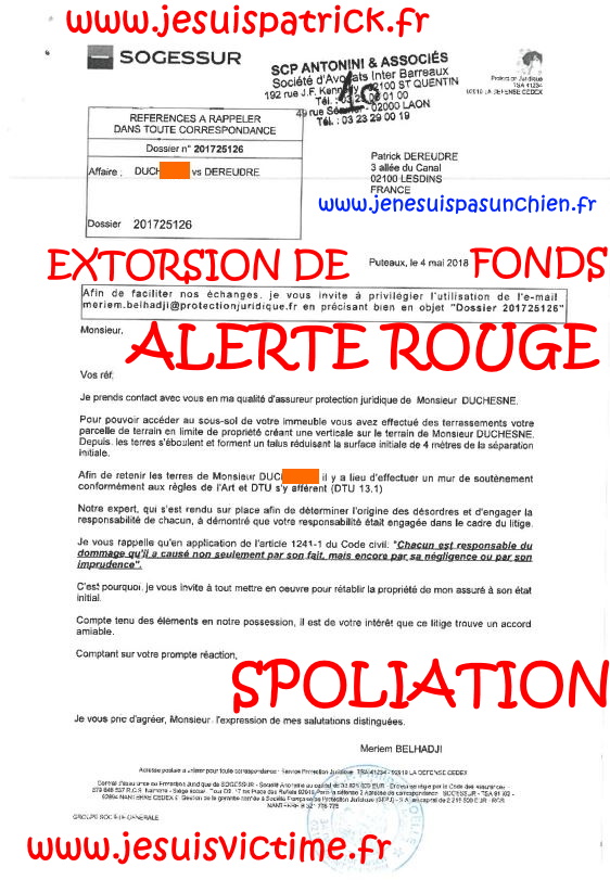 N51 Affaires Mes Chers Voisins Assignation Référé du 10 Juillet 2019 par Huissier de Justice la SCP Philippe HOELLE  à Saint-Quentin (02) #ExtorsionDeFonds www.jesuispatrick.fr www.jesuisvictime.fr www.justicemafia.fr www.jenesuispasunchien.fr #Spoliation