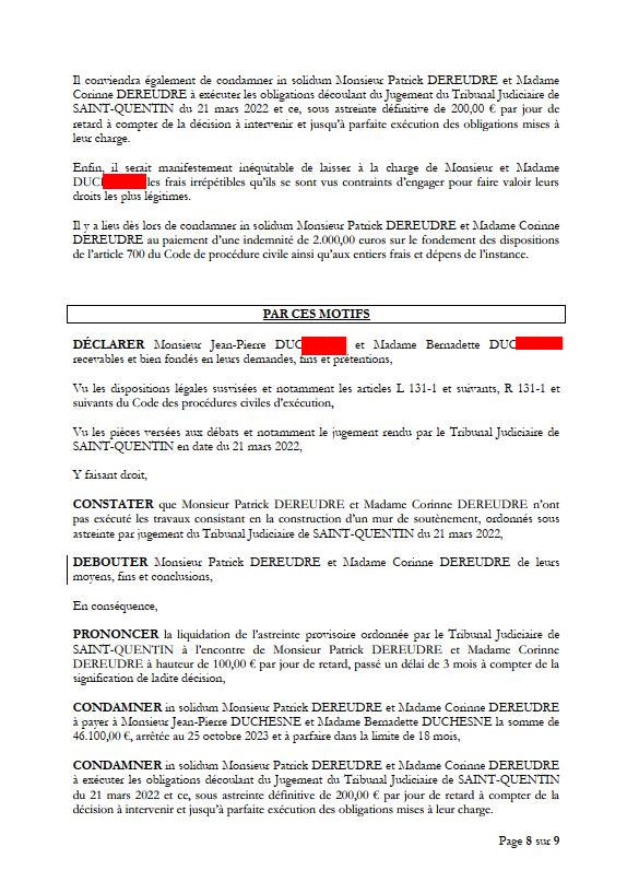 8Conclusions reçus le 14/02/24 AFFAIRE CRIMINELLE «MES CHERS VOISINS» SIGNIFICATION DE JUGEMENT, Violences, Extorsion de Fonds, Tentative Extorsion de Fonds, Maître Marc ANTONINI à l'œuvre et ce avec la bénédiction de nos Institutions www.jesuispatrick.fr