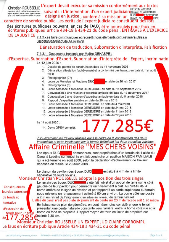 Pièce N°3b) Page6 sur27 AFFAIRE CRIMINELLE «MES CHERS VOISINS» Pré-rapport Christian ROUSSELLE, Violences, Extorsion de Fonds, Tentative Extorsion de Fonds, Maître Marc ANTONINI à l'œuvre et ce avec la bénédiction de nos Institutions www.jesuispatrick.fr