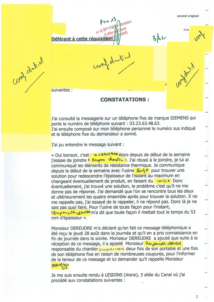 Pièce N° 13 page 3/42 Constat d'huissier du 8 & 9 Septembre 2008  voir site www.maisonnonconforme.fr