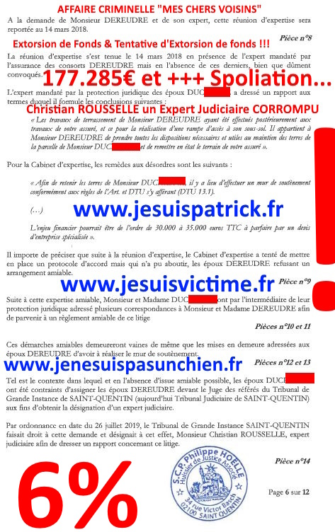 Pièce N°6c) Page 006sur134 AFFAIRE CRIMINELLE «MES CHERS VOISINS» SIGNIFICATION DE JUGEMENT, Violences, Extorsion de Fonds, Tentative Extorsion de Fonds, Maître Marc ANTONINI à l'œuvre et ce avec la bénédiction de nos Institutions www.jesuispatrick.fr