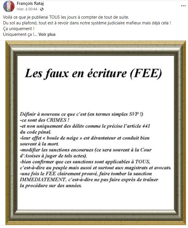 JUSTICE DE MERDE Tome 1 de François RATAJ site Patrick DEREUDRE  www.stopcorruptionstop.fr  www.jesuisvictime.fr  www.jesuispatrick.fr PARJURE & CORRUPTION à très Grande Echelle au Coeur même de la JUSTICE & REPUBLIQUE