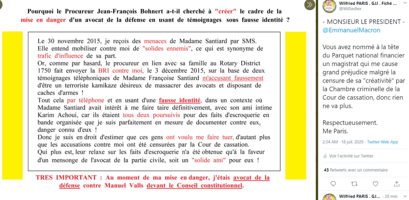 Facebook WIL PIRS Maître Wildfried PARIS AVOCAT DISSISENT Menacé de mort en FRANCE www.jesuispatrick.fr ALERTE ROUGE www.alerterouge-france.fr