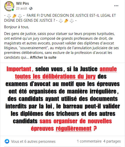 Facebook WIL PIRS Maître Wildfried PARIS AVOCAT DISSISENT Menacé de mort en FRANCE www.jesuispatrick.fr ALERTE ROUGE www.alerterouge-france.fr