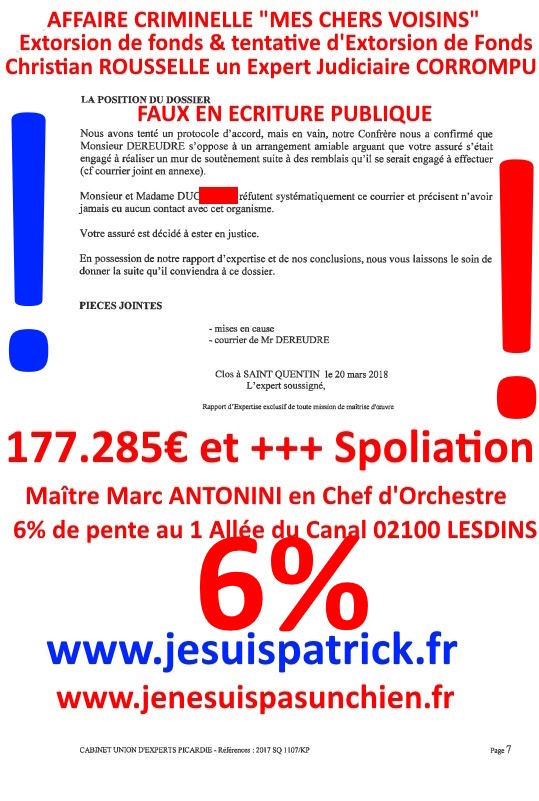 Pièce N°6c) Page 055sur134 AFFAIRE CRIMINELLE «MES CHERS VOISINS» SIGNIFICATION DE JUGEMENT, Violences, Extorsion de Fonds, Tentative Extorsion de Fonds, Maître Marc ANTONINI à l'œuvre et ce avec la bénédiction de nos Institutions www.jesuispatrick.fr
