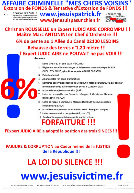 Pièce N°6c) Page 080sur134 AFFAIRE CRIMINELLE «MES CHERS VOISINS» SIGNIFICATION DE JUGEMENT, Violences, Extorsion de Fonds, Tentative Extorsion de Fonds, Maître Marc ANTONINI à l'œuvre et ce avec la bénédiction de nos Institutions www.jesuispatrick.fr