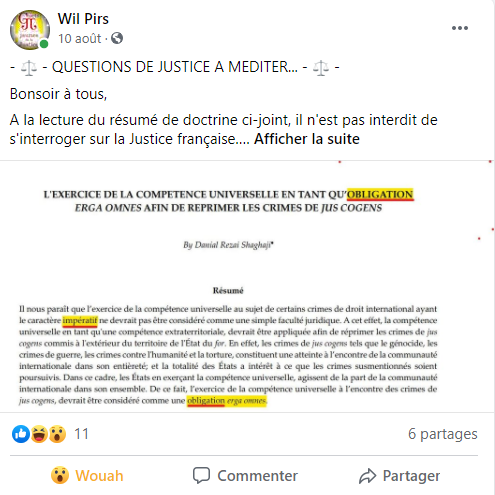 Facebook WIL PIRS Maître Wildfried PARIS AVOCAT DISSISENT Menacé de mort en FRANCE www.jesuispatrick.fr ALERTE ROUGE www.alerterouge-france.fr