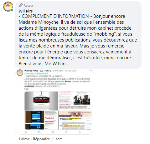 Facebook WIL PIRS Maître Wildfried PARIS AVOCAT DISSISENT Menacé de mort en FRANCE www.jesuispatrick.fr ALERTE ROUGE www.alerterouge-france.fr