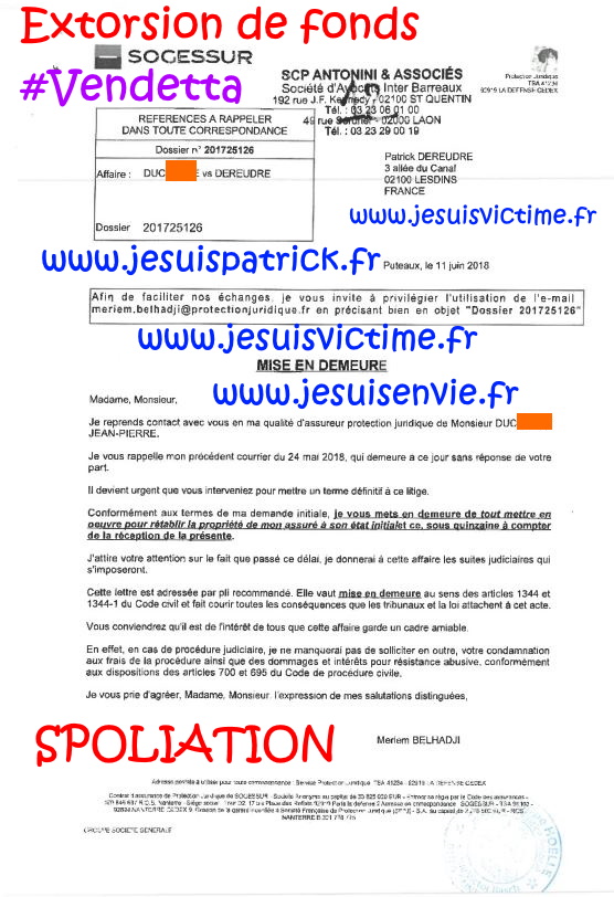 N55 Affaires Mes Chers Voisins Assignation Référé du 10 Juillet 2019 par Huissier de Justice la SCP Philippe HOELLE  à Saint-Quentin (02) #ExtorsionDeFonds www.jesuispatrick.fr www.jesuisvictime.fr www.justicemafia.fr www.jenesuispasunchien.fr #Spoliation