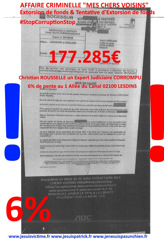 Pièce N°6c) Page 089sur134 AFFAIRE CRIMINELLE «MES CHERS VOISINS» SIGNIFICATION DE JUGEMENT, Violences, Extorsion de Fonds, Tentative Extorsion de Fonds, Maître Marc ANTONINI à l'œuvre et ce avec la bénédiction de nos Institutions www.jesuispatrick.fr