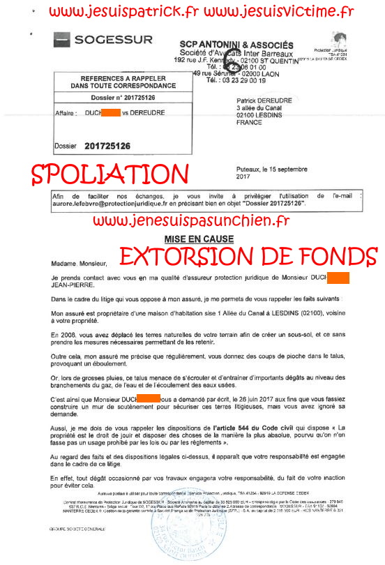 N38 Affaires Mes Chers Voisins Assignation Référé du 10 Juillet 2019 par Huissier de Justice la SCP Philippe HOELLE  à Saint-Quentin (02) #ExtorsionDeFonds www.jesuispatrick.fr www.jesuisvictime.fr www.justicemafia.fr www.jenesuispasunchien.fr #Spoliation