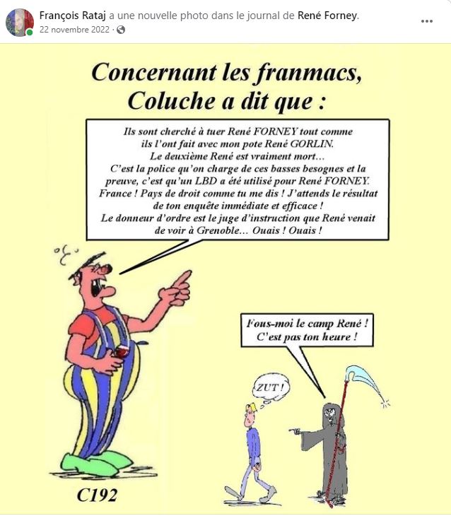 Monsieur René FORNEY Victime d'une tentative d'assassinat le Samedi 12 Novembre 2022 vers 15h50 sur le pont de CATANE côté SEYSSINET (38170). Il accuse les Milieux de la Corruption dans les Institutions du CARTEL GRENOBLOIS  (Justice, Police, Immobilier) 