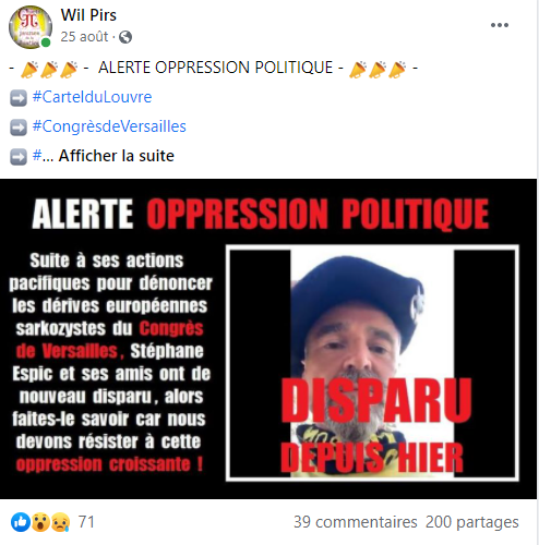 Facebook WIL PIRS Maître Wildfried PARIS AVOCAT DISSISENT Menacé de mort en FRANCE www.jesuispatrick.fr ALERTE ROUGE www.alerterouge-france.fr