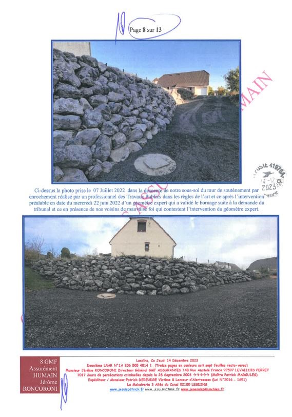 7d)NON ASSISTANCE A PERSONNES EN DANGER 8 sur 13 GMF ASSURANCES ASSURÉMENT HUMAIN !!! NON ASSISTANCE A PERSONNES EN DANGER Ma 2ème LRAR du 14 Décembre 2023 adressée en vain  à Monsieur Eric RONCORONI le Directeur Général de GMF ASSURANCES