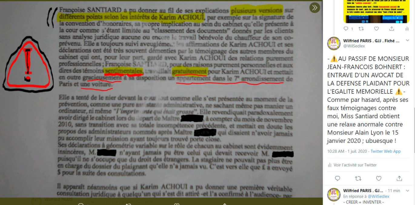 Facebook WIL PIRS Maître Wildfried PARIS AVOCAT DISSISENT Menacé de mort en FRANCE www.jesuispatrick.fr ALERTE ROUGE www.alerterouge-france.fr