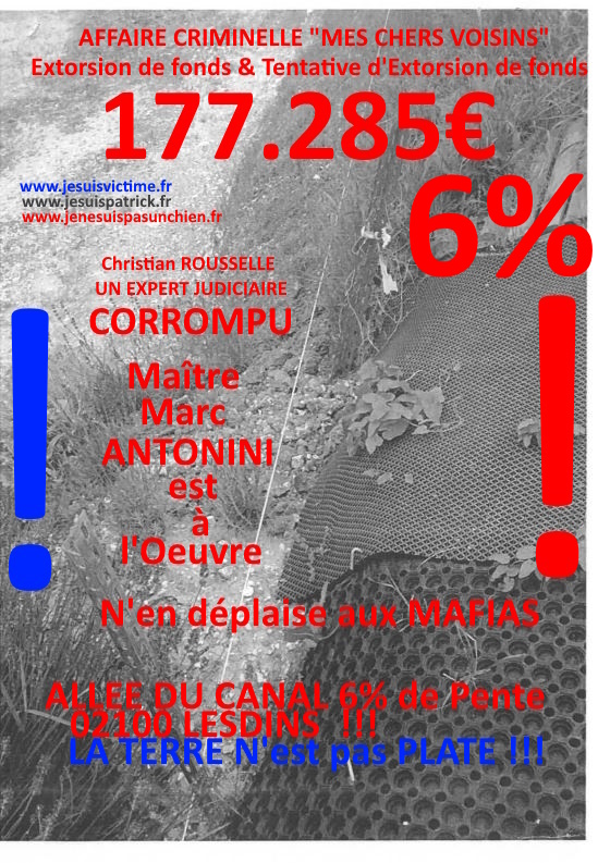 Pièce N°6c) Page 042sur134 AFFAIRE CRIMINELLE «MES CHERS VOISINS» SIGNIFICATION DE JUGEMENT, Violences, Extorsion de Fonds, Tentative Extorsion de Fonds, Maître Marc ANTONINI à l'œuvre et ce avec la bénédiction de nos Institutions www.jesuispatrick.fr