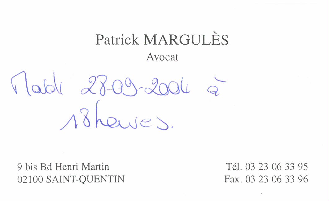 #JeSuisPatrick mon conflit d’intérêts avec circonstances aggravantes du Mardi 28 Septembre 2004 avec Maître Patrick MARGULES Avocat à Saint-Quentin www.jenesuispasunchien.fr www.jesuisvictime.fr www.jesuispatrick.fr PARJURE & CORRUPTION AU COEUR MÊME DE L