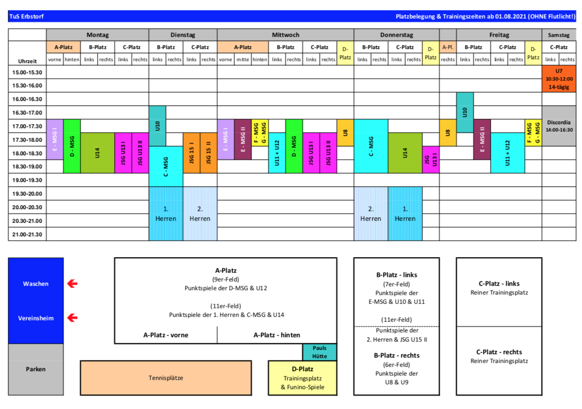 Platzbelegungsplan 2021/2022