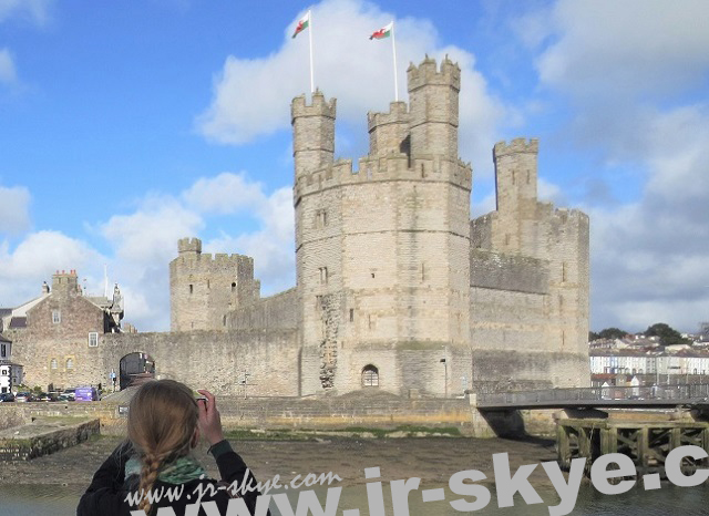 Caernarfon Castle, Gwynedd (53° 8′ 21.68″ N, 4° 16′ 36.8″ W)...