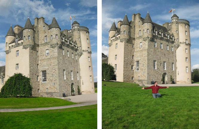 Castle Fraser/Glamis Castle (56° 37′ 13.08″ N, 3° 0′ 8.64″ W), Angus, Scotland...