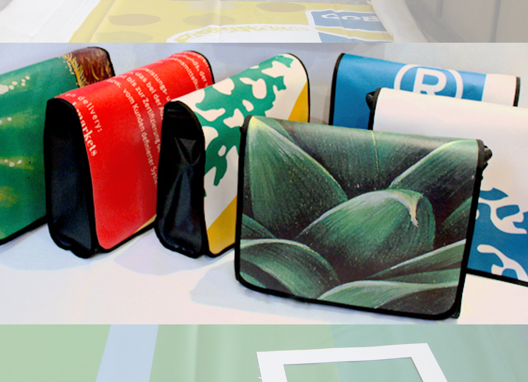 Upcycling Messetaschen für "Cobana Fruchtring"