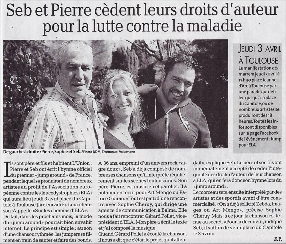 La Dépêche du Midi pour ELA avril 2014