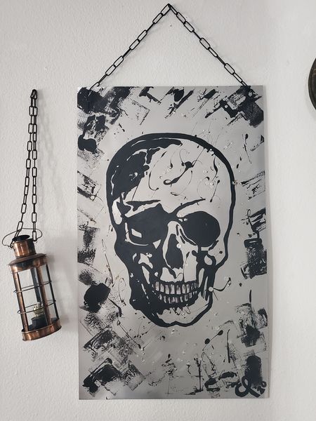 "Bild 1" in 60x100cm, Acryl auf Alu mit Kette