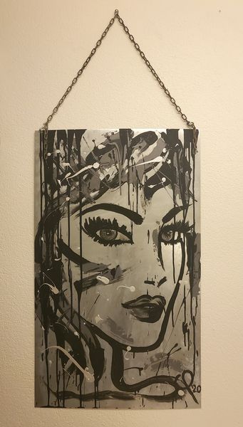 "Bild 6" in 60x100cm, Acryl auf Stahl an Kette