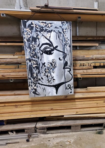 "Bild 3" in 60x100cm, Acryl auf Alu mit Kette