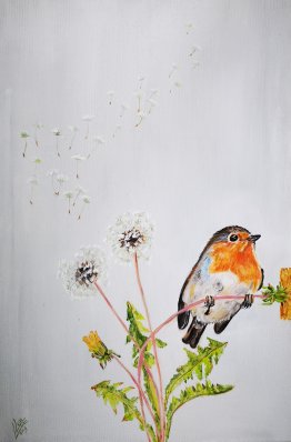 3.Robin...dandelion 40x60cm verkocht