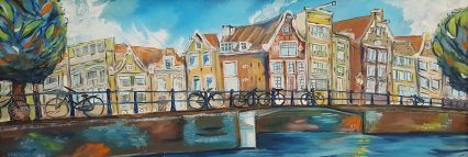 Blue monday at the canal Amsterdam     30x80cm weggevlogen