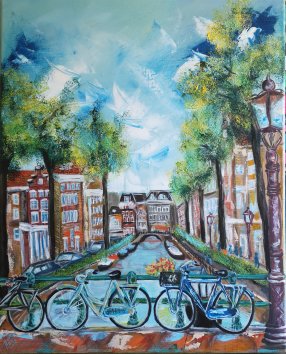    Bikes in Amsterdam     40x60cm weggevlogen