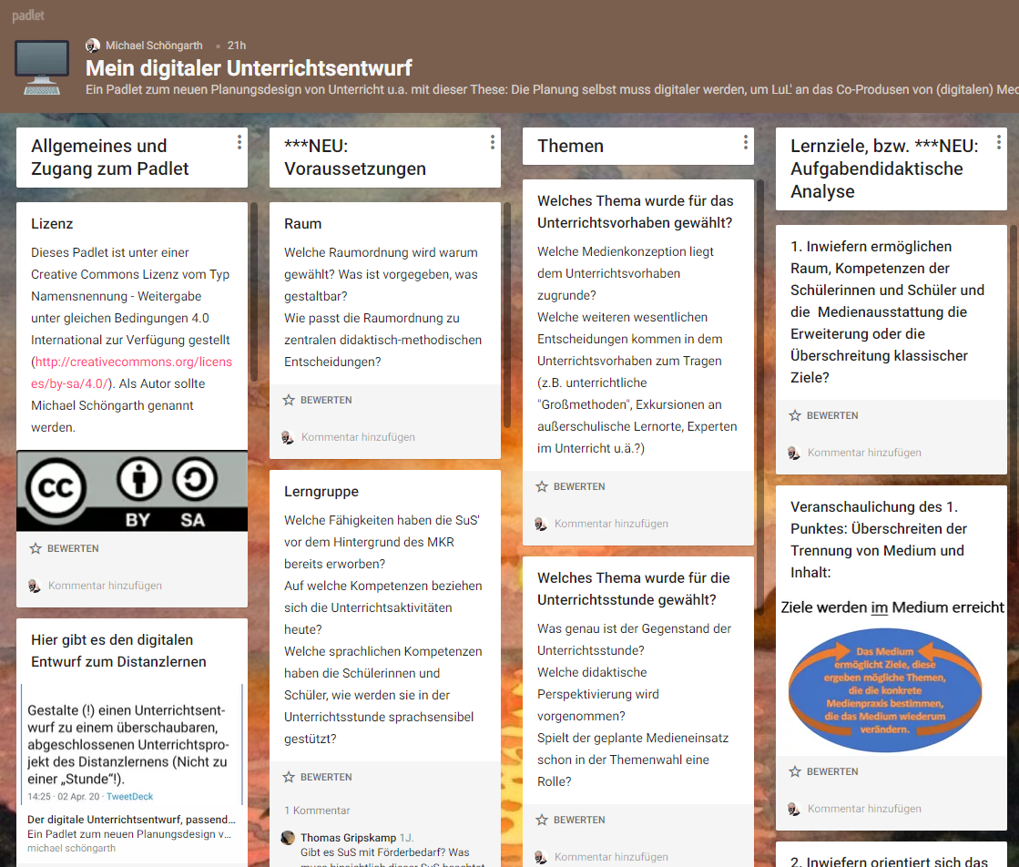 Digitale Unterrichtsentwürfe als Padlet - Teil 1