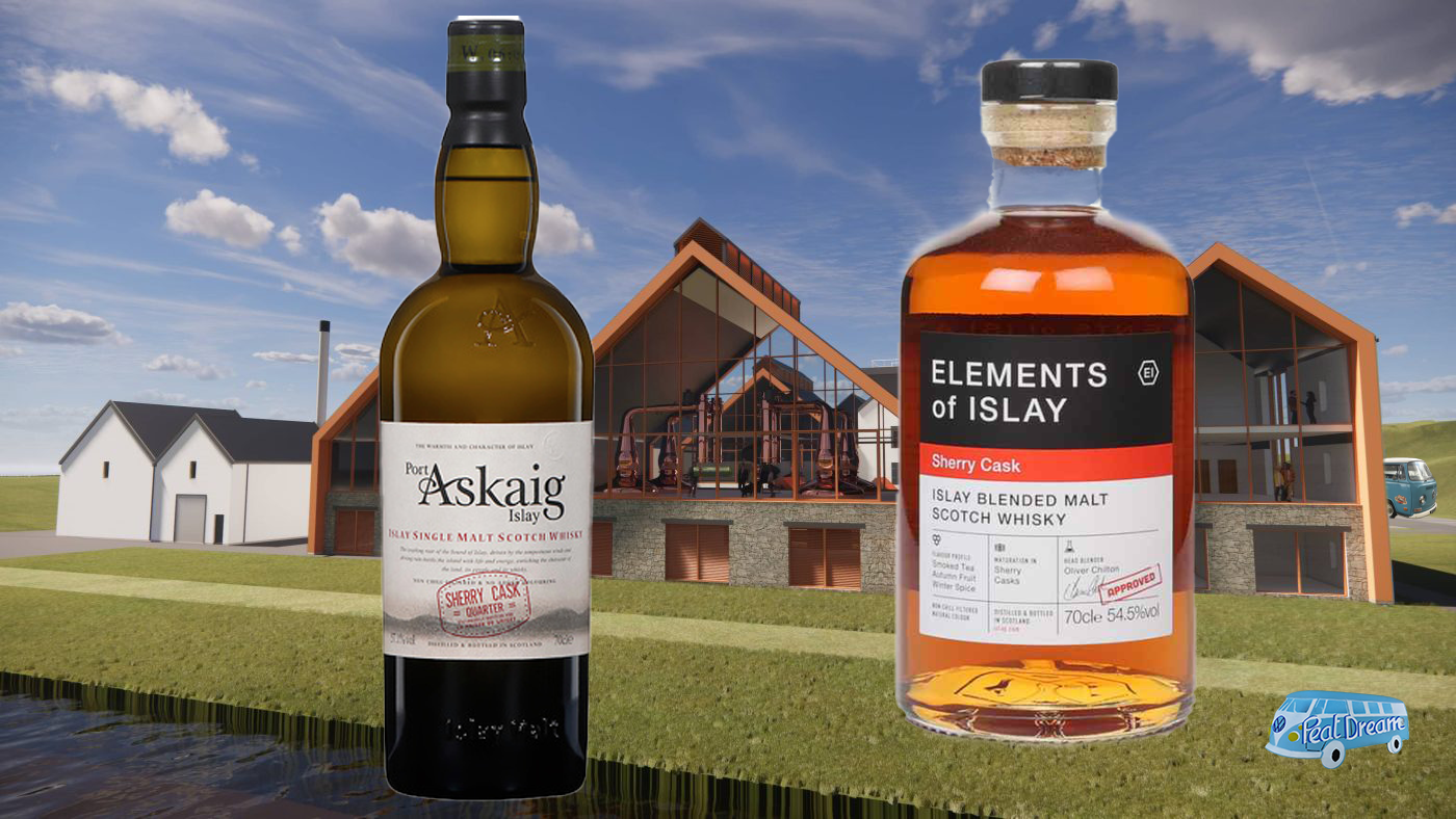 PORT ASKAIG SHERRY CASK QUARTER & ELEMENTS OF ISLAY SHERRY CASK à la distillerie PORTINTRUAN