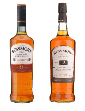 BOWMORE THE DARKEST VS GOLDEN AND ELEGANT