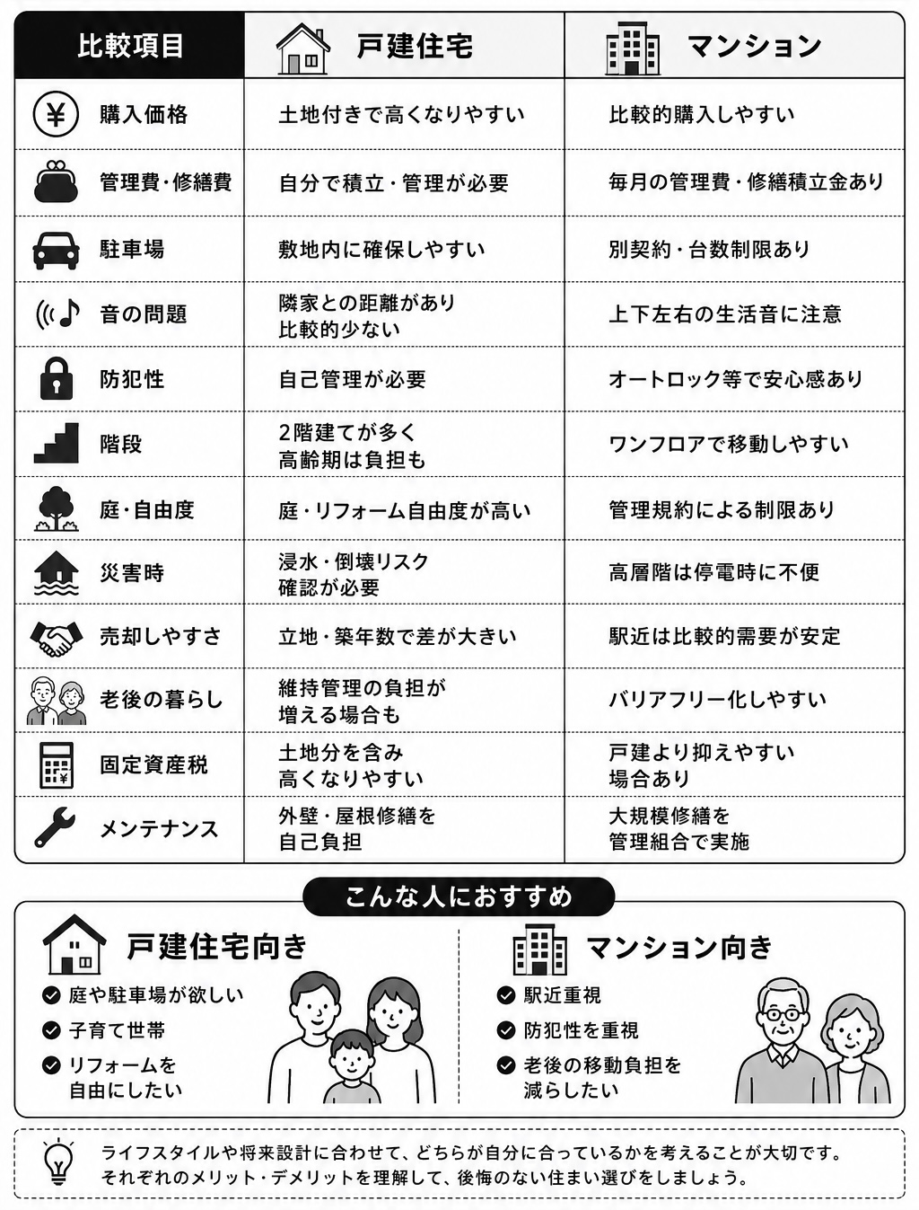 戸建住まいとマンション住まい