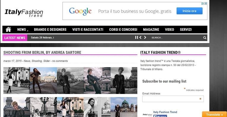 PUBLISHED ON ITALIA FASHION TREND MAGAZINE 