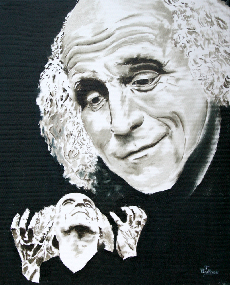 léo ferre, monochrome sur toile: 46 cm x 38 cm