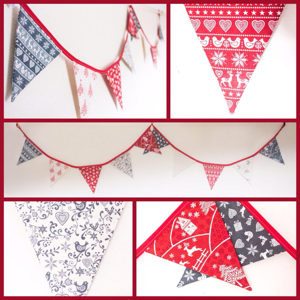 Scandinavian Red & Grey Christmas Bunting 