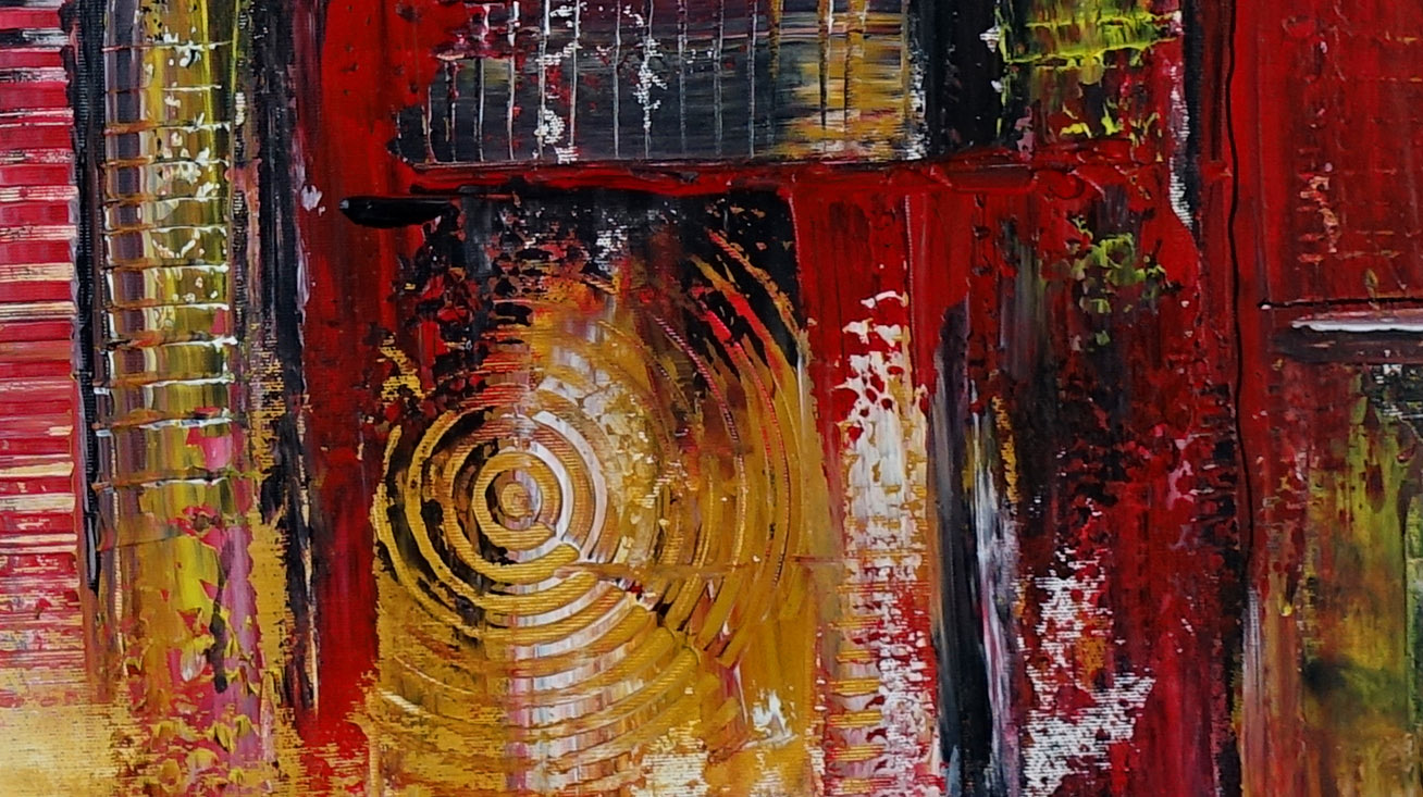Abstraktes Acrylbild, Leinwandbild, Moderne Malerei rot orange